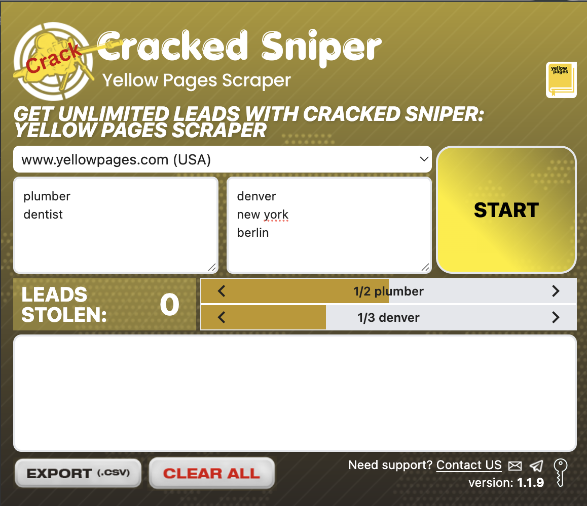 Yellow Pages Scraper Interface